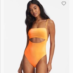 NWT Billabong SOL SEARCHER cut out one piece. Color orange Crush. Size M.